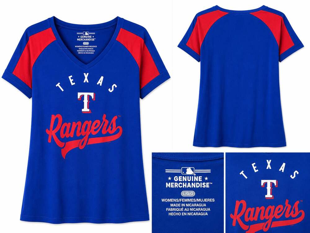 Genuine Merchandise MLB Texas Rangers Women's V-Neck Graphic T-Shirt